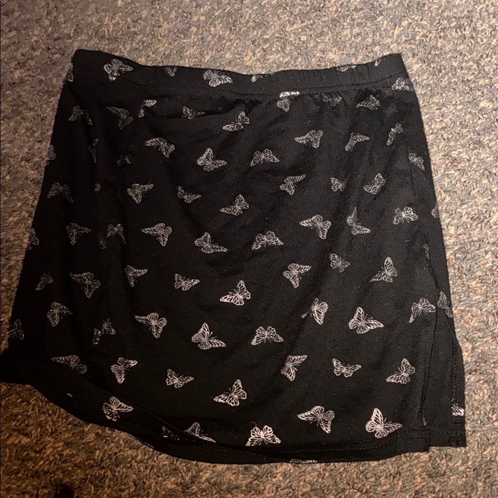 SHEIN Black Mini Skirt with Butterfly Design